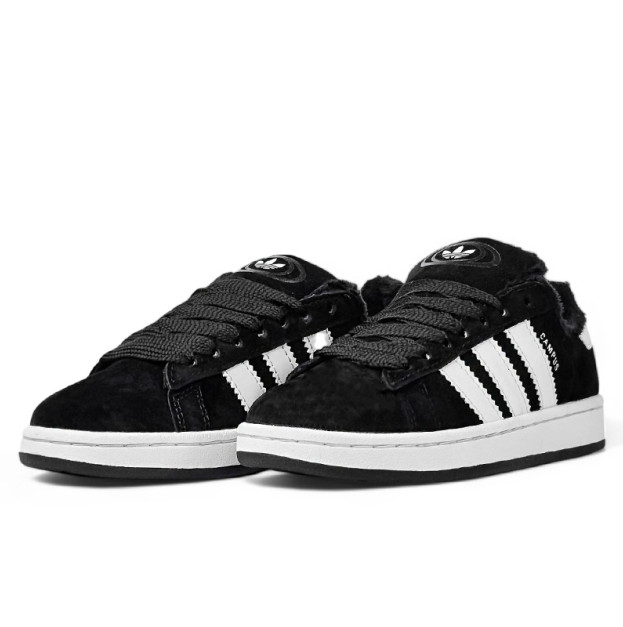 Adidas Campus Black White З ХУТРОМ